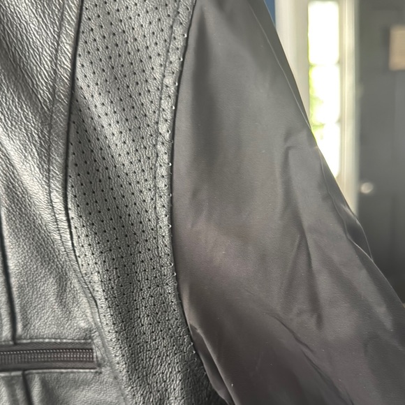 Black Wilson’s Leather Moto Jacket with White Stripes - Picture 3 of 7